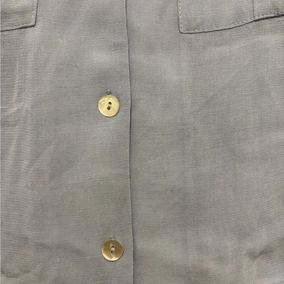 Zara Light Blue Button-Up Cropped Blouse - Picture 3 of 5